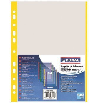 Koszulki na dokumenty Donau A4 groszkowe z kolorowym brzegiem żółty