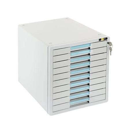 Szafka plastikowa na dokumenty Yellow One 10 szuflad na zamek YL-SP10GY