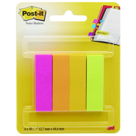 Zakładki indeksujące Post-it 3M 4 bloczki x50 kartek 13x44mm