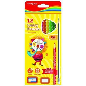 Kredki ołówkowe Keyroad z temperówką+gumką 12 kolorów