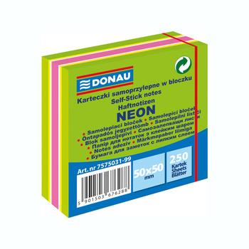 Karteczki samoprzylepne 50x50mm Donau zielone mix neonowo-pastelowe