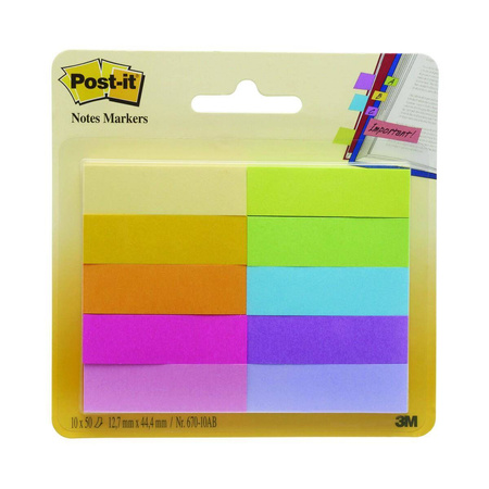 Zakładki indeksujące Post-it 3M 10x50 kartek 12.7x44mm miks kolorów