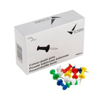 Pinezki tablicowe kolorowe Victory Office OPK 100 sztuk