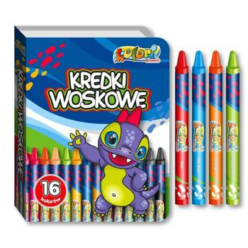 Kredki woskowe w etui Dino 16 kolorów