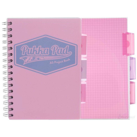 Kołozeszyt A5 w kratkę 200 stron Pukka Pad Project Book Pastel różowy