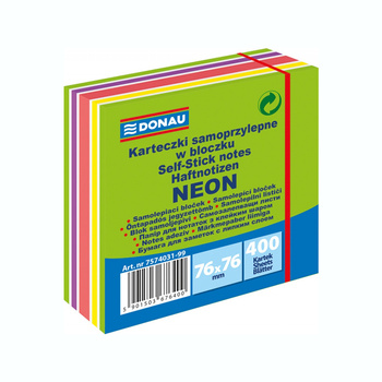 Karteczki samoprzylepne 76x76mm Donau zielony mix neonowo-pastelowe