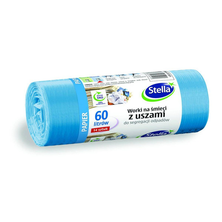 Worki na śmieci z uszami Stella do segregacji odpadów papierowych 60l