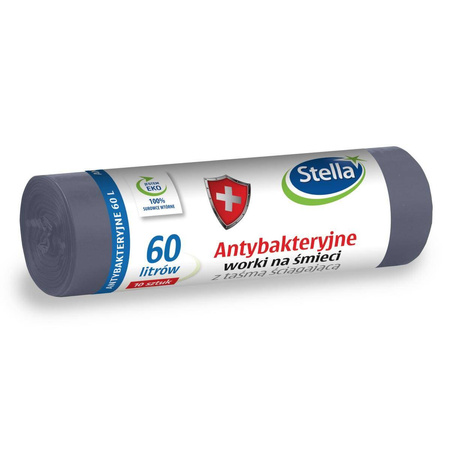 Worki na śmieci Stella z taśmą antybakteryjne 60l LDPE