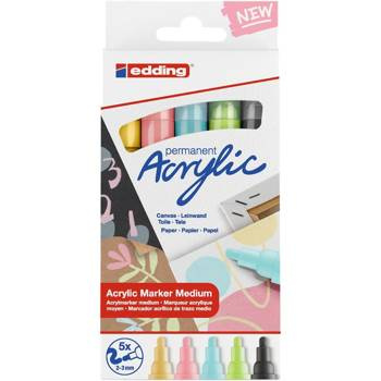 Marker akrylowy pastelowy Edding 2-3mm 5 kolorów