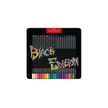 Kredki trójkątne Faber Castell Black Edition 24 kolory metalowe opakowanie