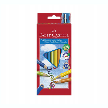 Kredki ołówkowe Faber Castell 20 kolorów Jumbo trójkątne z temperówką
