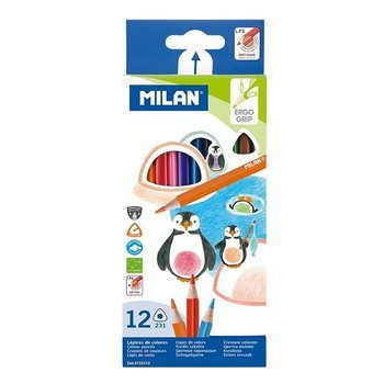 Kredki ołówkowe trójkątne 12 kolorów Milan