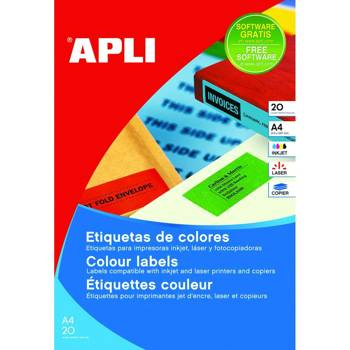 Etykiety samoprzylepne Apli kolorowe A4 70x37mm niebieskie
