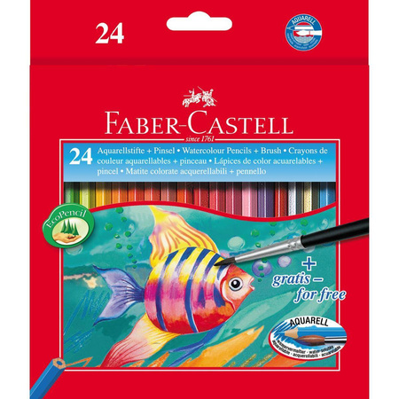 Kredki akwarelowe Faber Castell z pędzelkiem 24 kolory