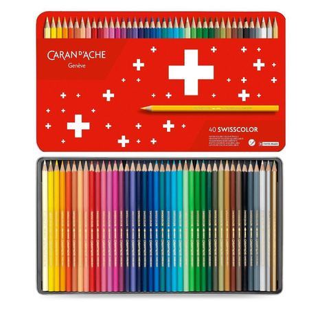 Kredki akwarelowe Caran d`Ache Swisscolor sześciokątne 40 kolorów