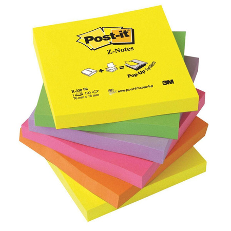 Karteczki samoprzylepne 76x76mm Post-it Z-Notes neonowe