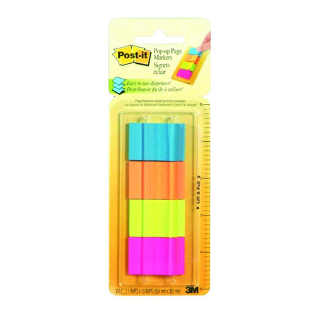 Zakładki indeksujące Post-it 3M w podajniku 4x50 kartek 25x38mm