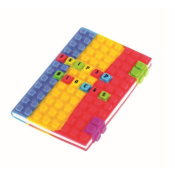 Notes silikonowy w kratkę A5 niebiesko-żółto-czerwony