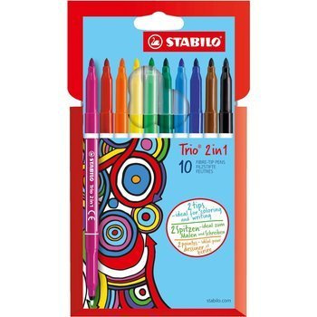 Flamastry Stabilo Trio 2w1 10 kolorów