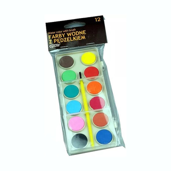 Farby akwarelowe 12 kolorów z pędzelkiem Grand