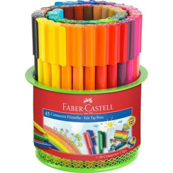 Flamastry Faber Castell Connector 45 kolorów w kubeczku przyborniku