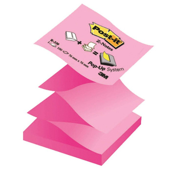 Karteczki samoprzylepne 76x76mm Post-it harmonijkowe Z-Notes pastelowy / neonowy różowy R-330NAP