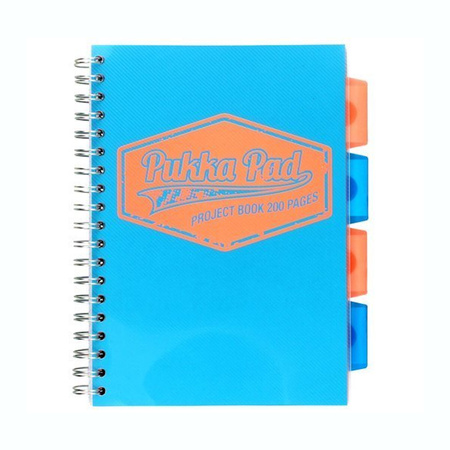 Kołozeszyt B5 w kratkę 200 stron Pukka Pad Project Book Neon niebieski