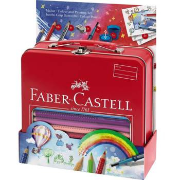 Zestaw do rysowania i malowania Faber Castell Jumbo Grip w walizce metalowej