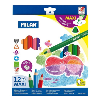 Kredki ołówkowe trójkątne maxi 12 kolorów Milan