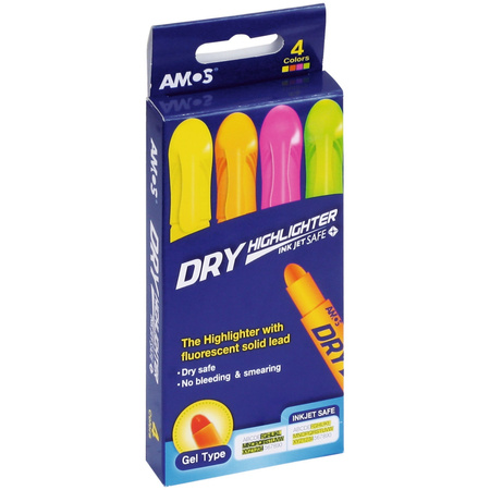 Zakreślacze w sztyfcie Amos HLD4P 4 sztuki