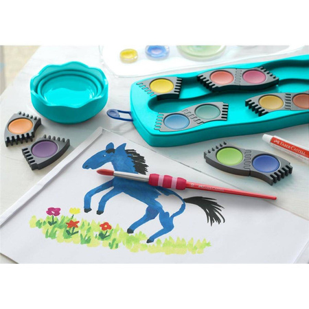 Farby szkolne Faber Castell Connector 12 kolorów w turkusowej kasecie