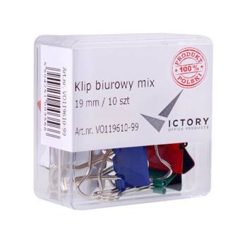Klipsy biurowe kolorowe 19mm Victory Office a`10
