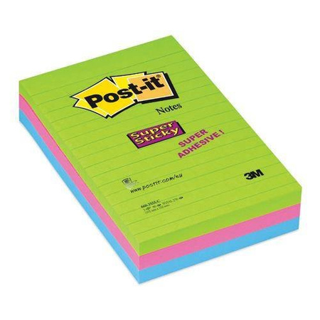 Karteczki samoprzylepne w linie 102x152mm Post-it Super Sticky Ultra 660-3SSUC - 3 sztuki