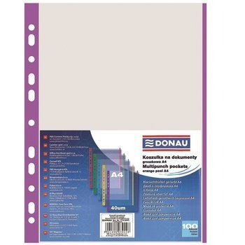 Koszulki na dokumenty Donau A4 groszkowe z kolorowym brzegiem fioletowy