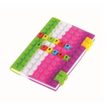 Notes silikonowy w kratkę A5 zielono-biało-różowo-fioletowy