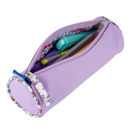 Piórnik tuba Oxford Floral pastel liliowy