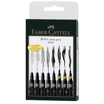 Zestaw pisaków Pitt Artist Pen Fineliner Faber Castell 8 sztuk+3 końcówki