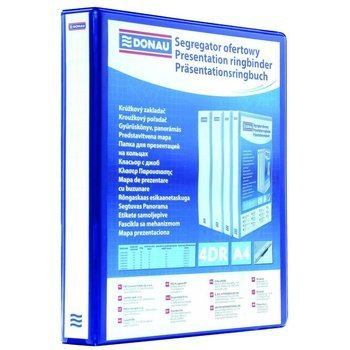 Segregator ofertowy A4 Donau 80mm 4 ringi niebieski