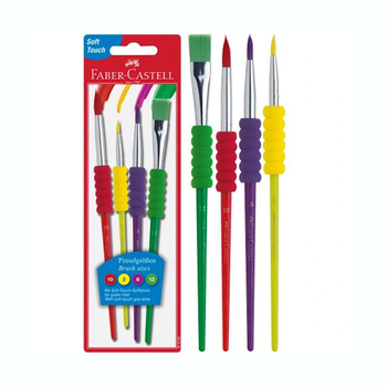 Pędzelki do farb Faber Castell z miękkim uchwytem 4 sztuki