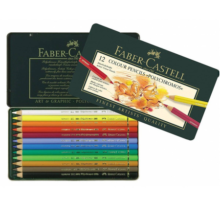 Kredki Faber Castell Polychromos 12 kolorów metalowe pudełko