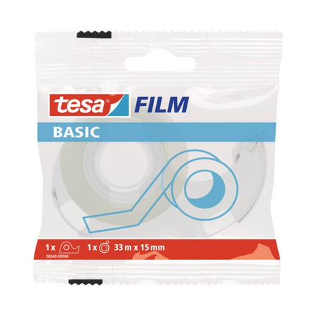Taśma biurowa Tesa Basic z dyspenserem 33m x 15mm