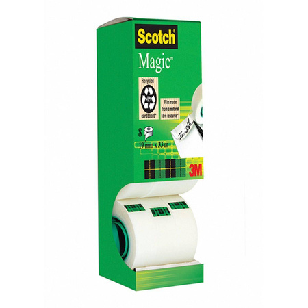 Taśma klejąca matowa Scotch Magic 19mm x 33m 8 sztuk w rolce