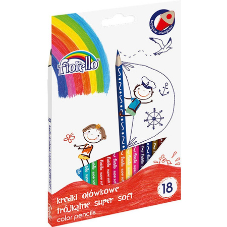 Kredki ołówkowe Fiorello Super Soft 18 kolorów trójkątne