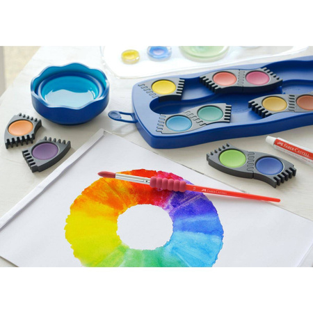 Farby szkolne Faber Castell Connector niebieska paletka 12 kolorów