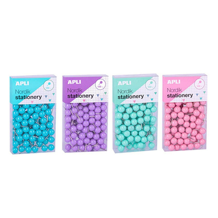 Pinezki tablicowe Apli Nordik kolorowe 100 sztuk
