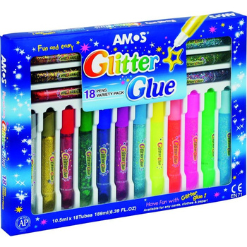 Klej z brokatem Amos GVA10P18 10,5ml 18 kolorów