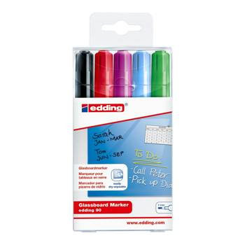 Marker do tablic szklanych Edding 00 5 kolorów