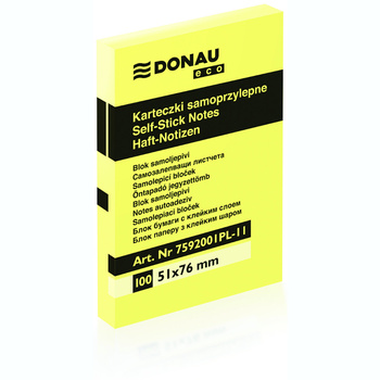 Karteczki samoprzylepne 51x76mm Donau Eco