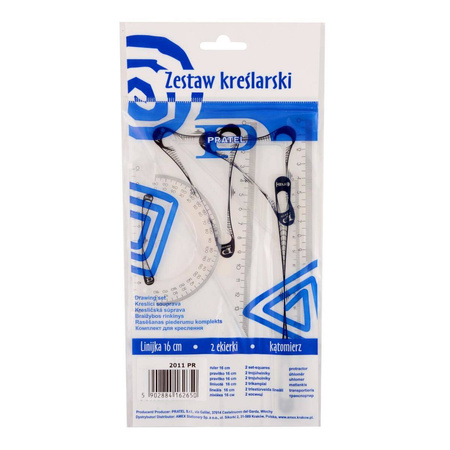 Zestaw kreślarski z linijką 16cm Pratel