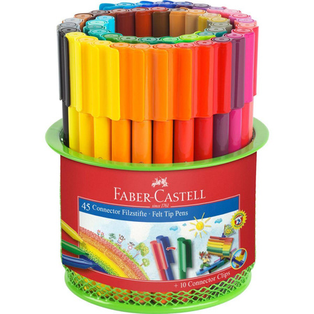 Flamastry Faber Castell Connector 45 kolorów w kubeczku przyborniku